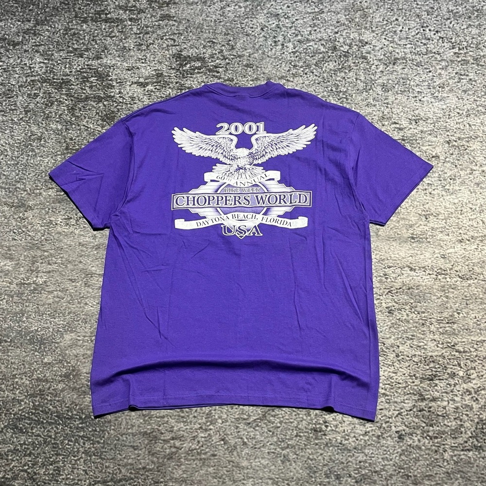 Vintage Daytona Beach Bike Week 2001 T Shirt Mens XL Purple Eagle Biker
